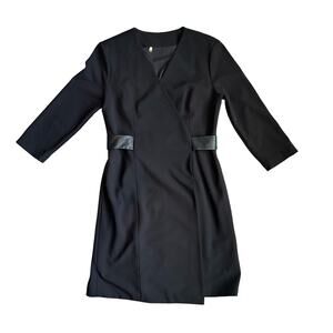 4C Long Sleeve Wrap Black Business Dress 10